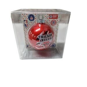 Vtg Chicago Bulls NBA Glass Christmas Ball Ornament Sports Collector Series NIB
